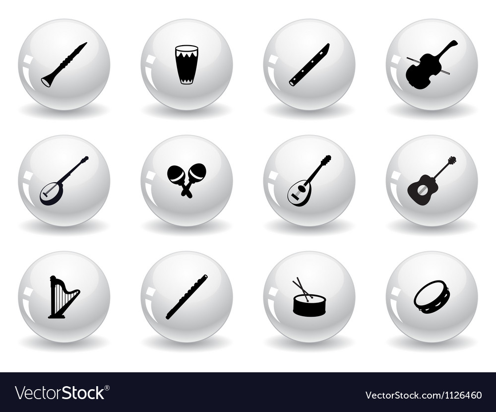  buttons musical instrument icons Royalty Free Vector