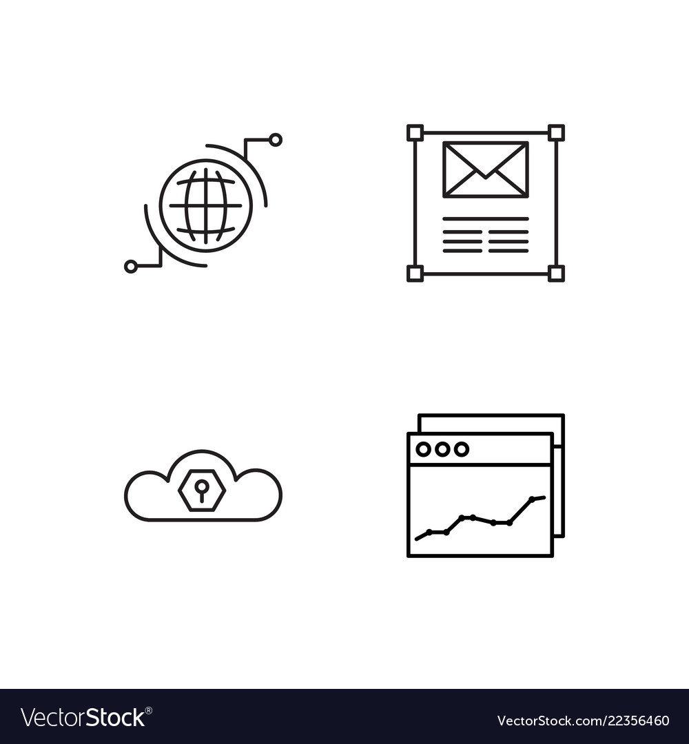 Web simple outlined icons set vector image Web simple outlined icons set