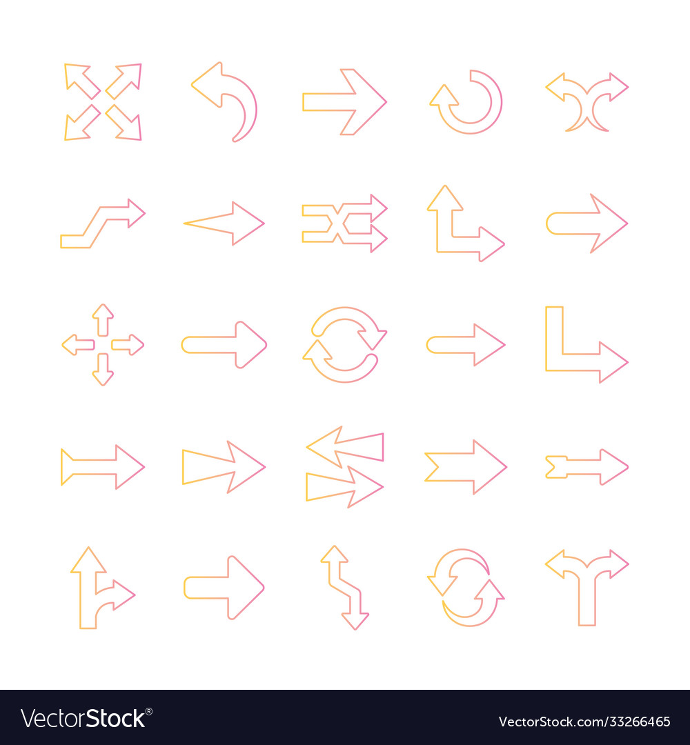 Arrows gradient style symbols set design