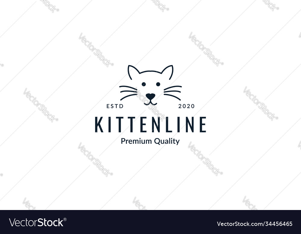 Cat or kitty kitten pet head face line art