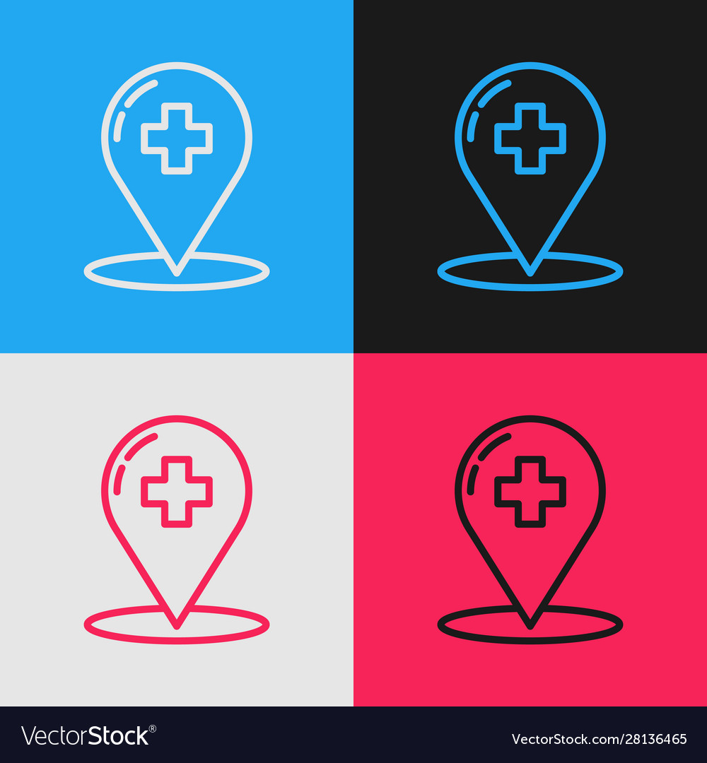 Color line medical map pointer with cross
