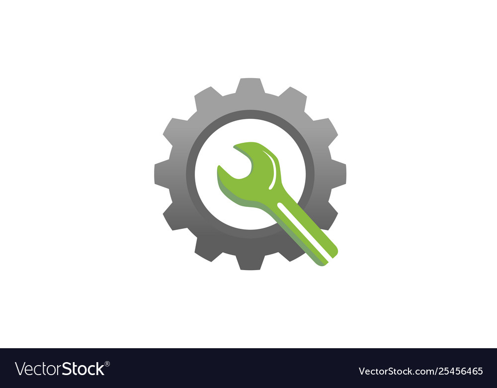 Creative gear wrench monochrome logo design