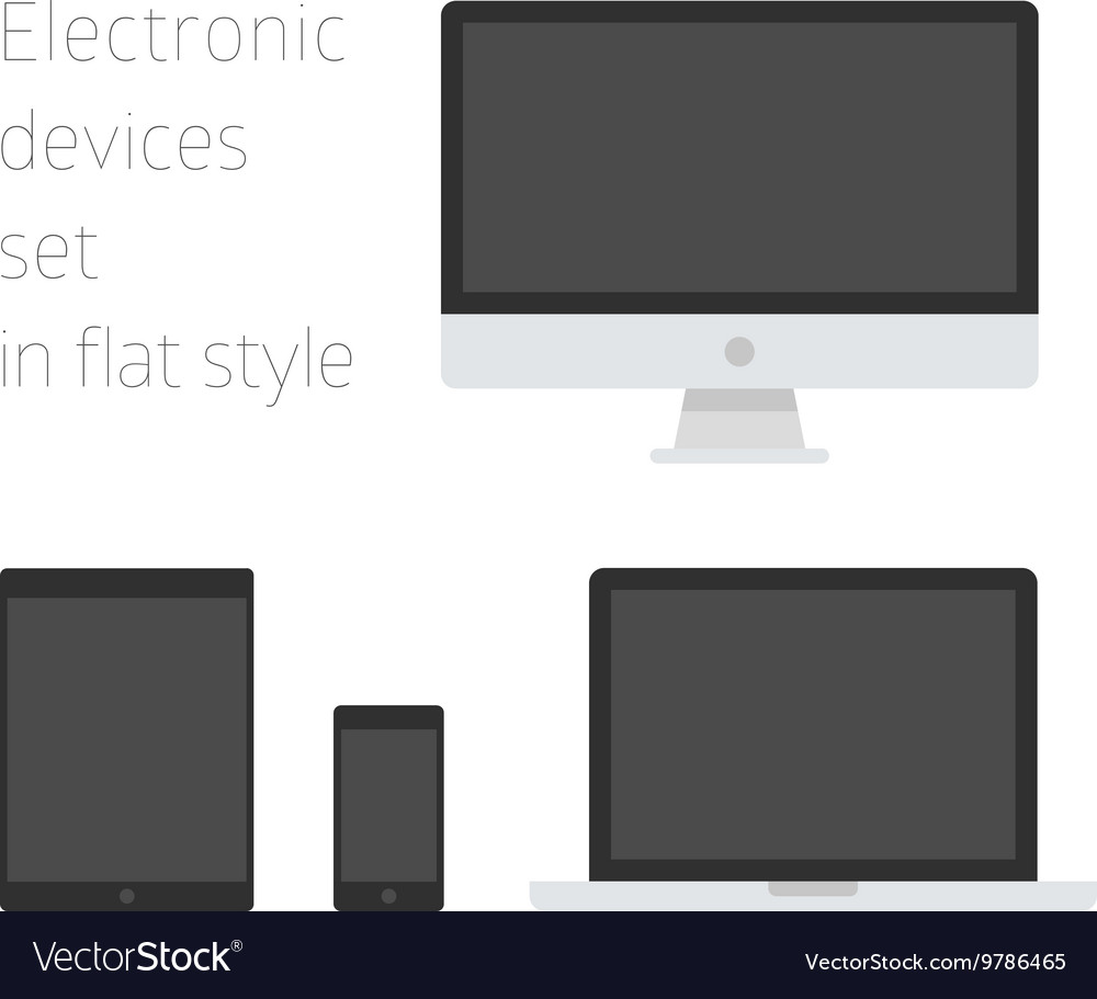 Electronic devices set in flat style