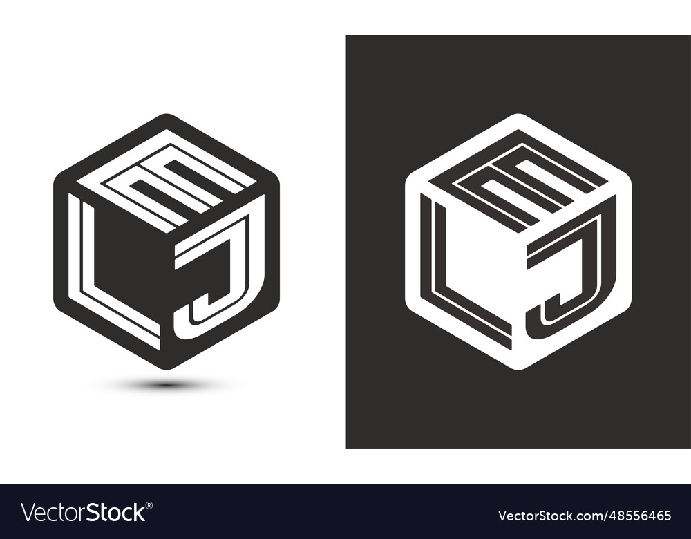 Elj letter logo design with cube modern vector image Elj letter logo design with cube modern