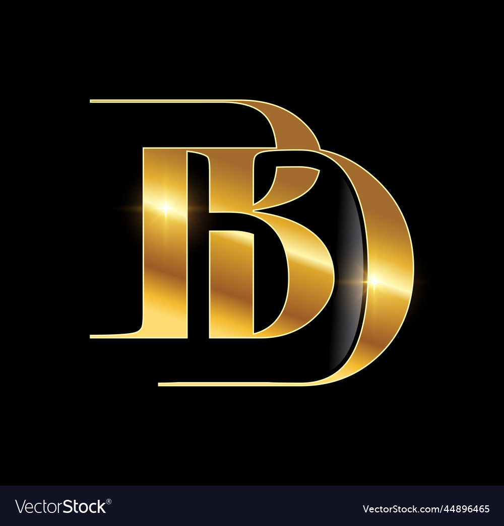 Golden monogram initial letters bd vector image Golden monogram initial letters bd