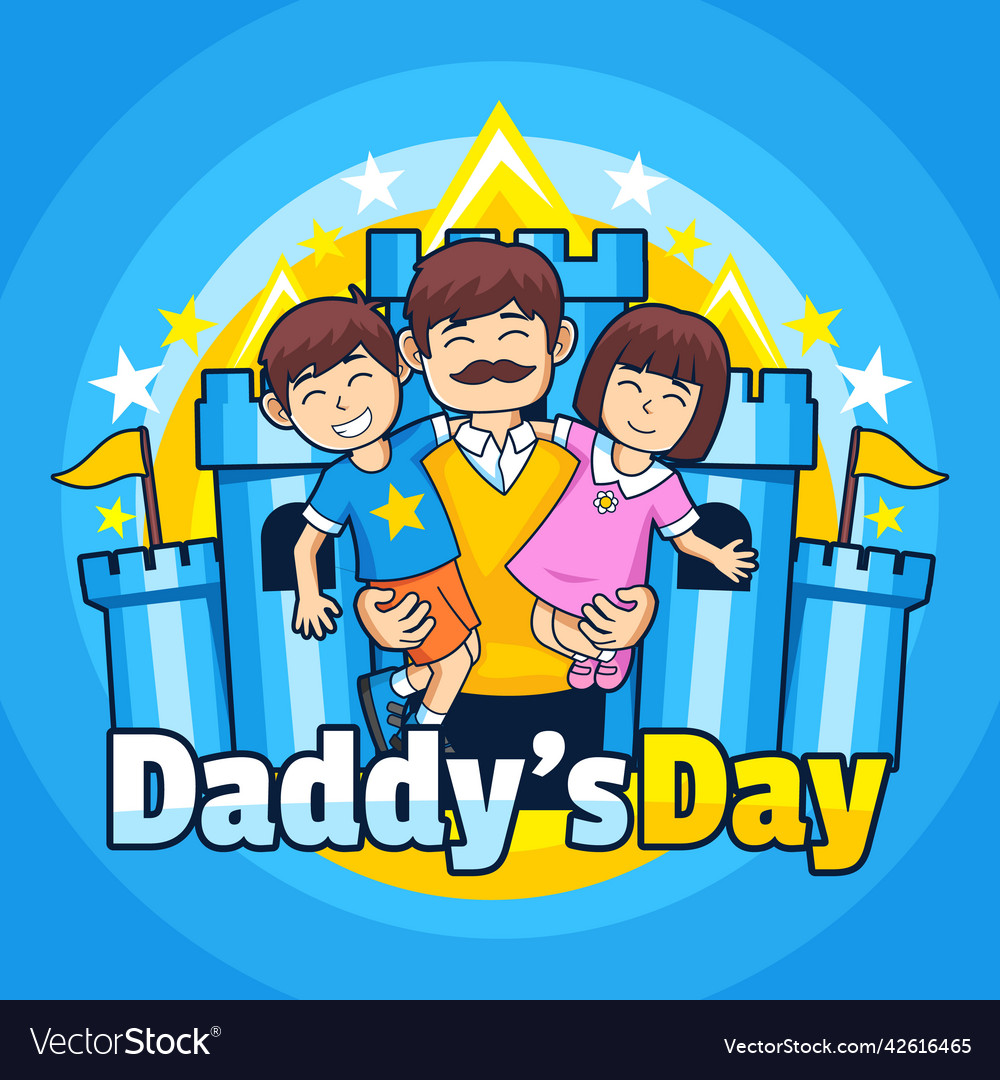 Happy daddys day together with son and daughter Vector Image