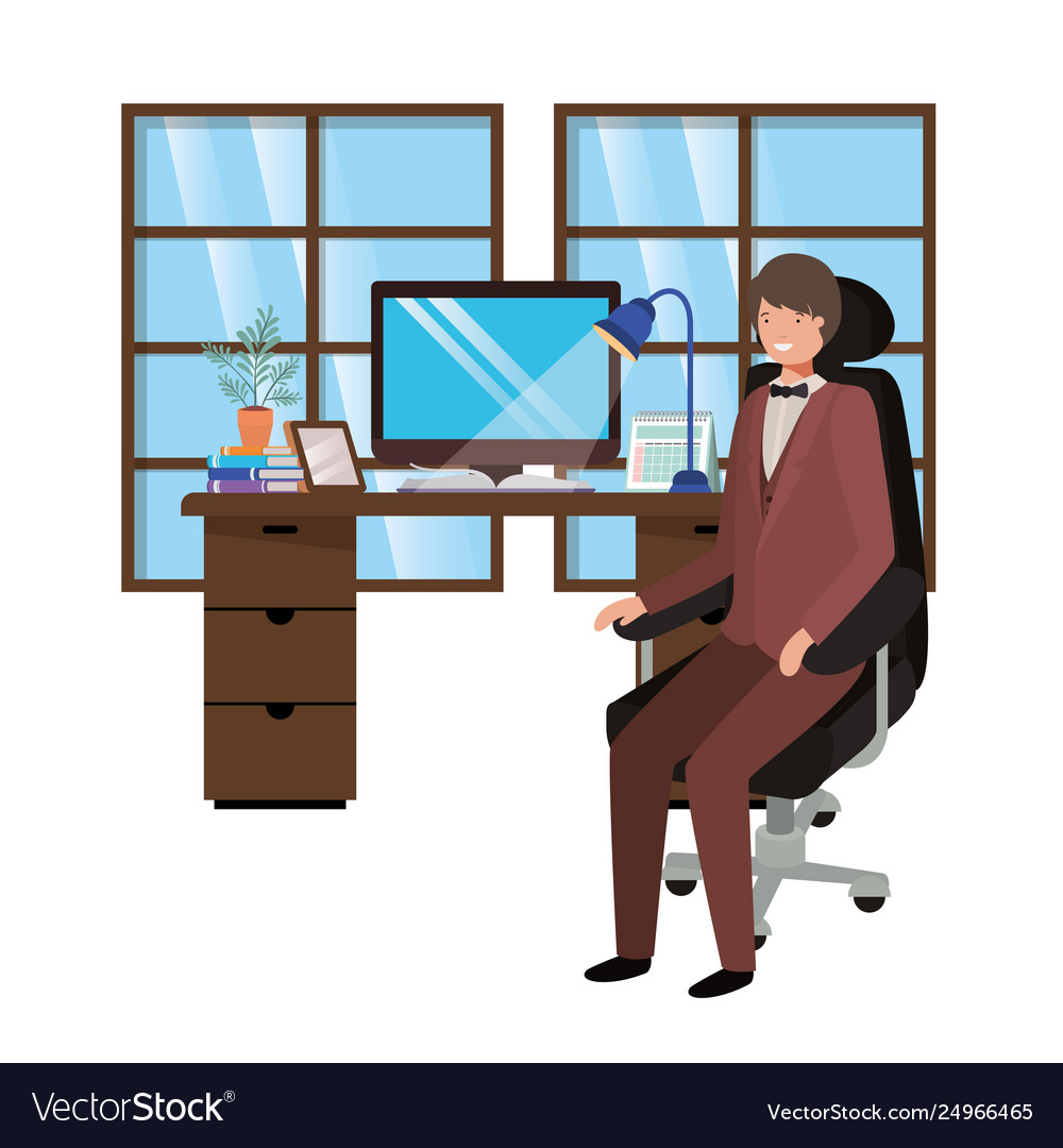 Man working in office avatar character