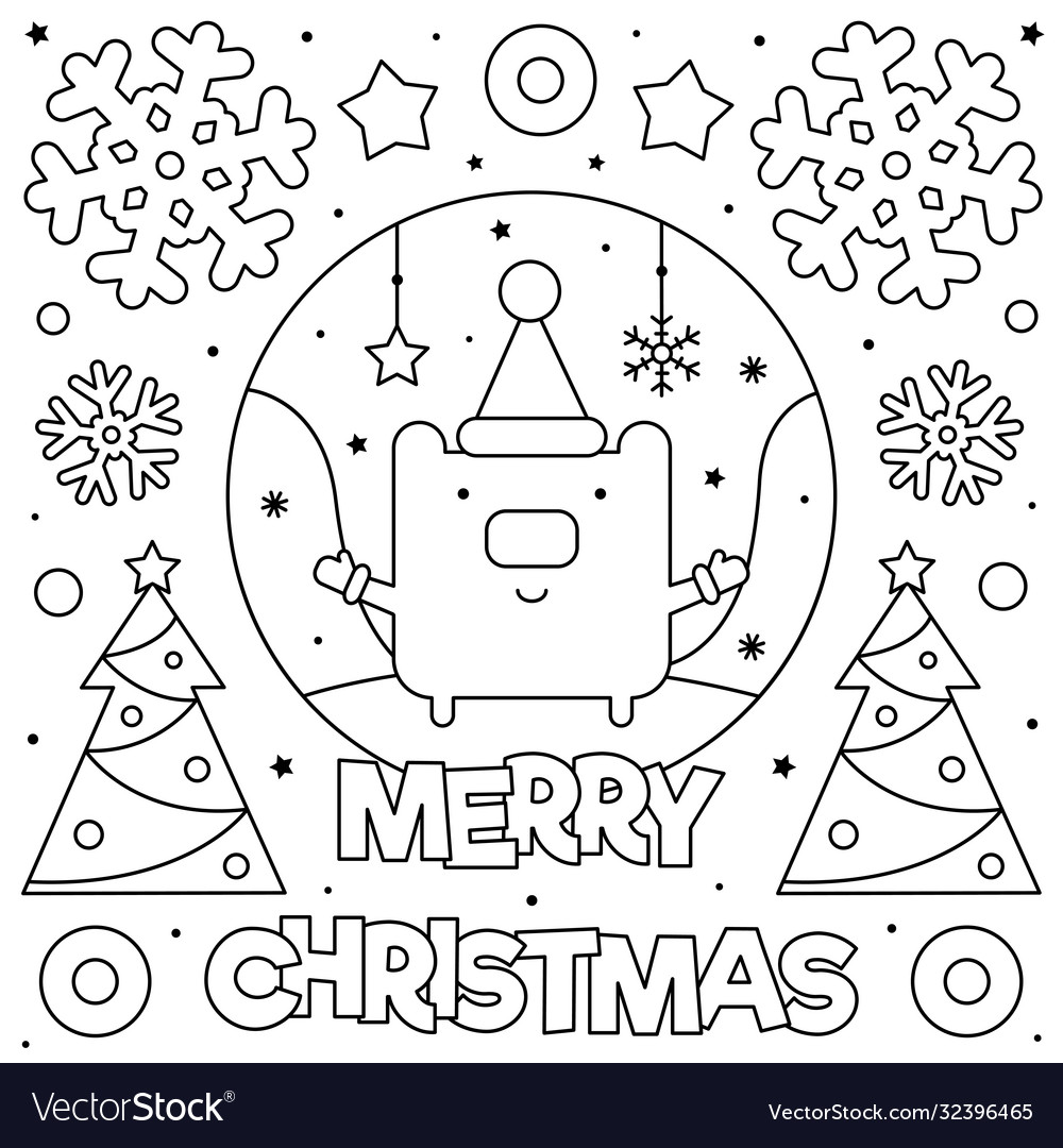 Merry christmas coloring page black and white Vector Image
