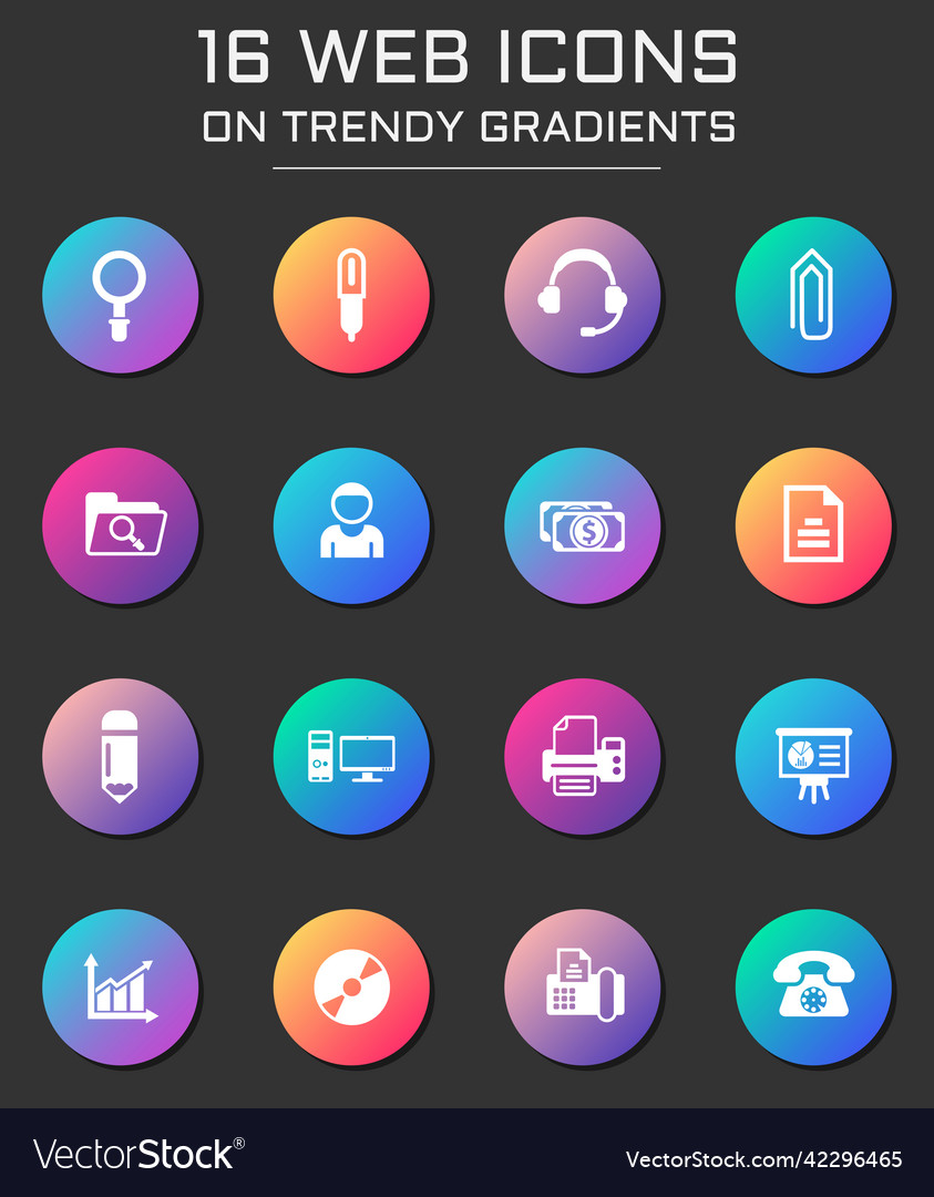 Office web icons on colorful buttons