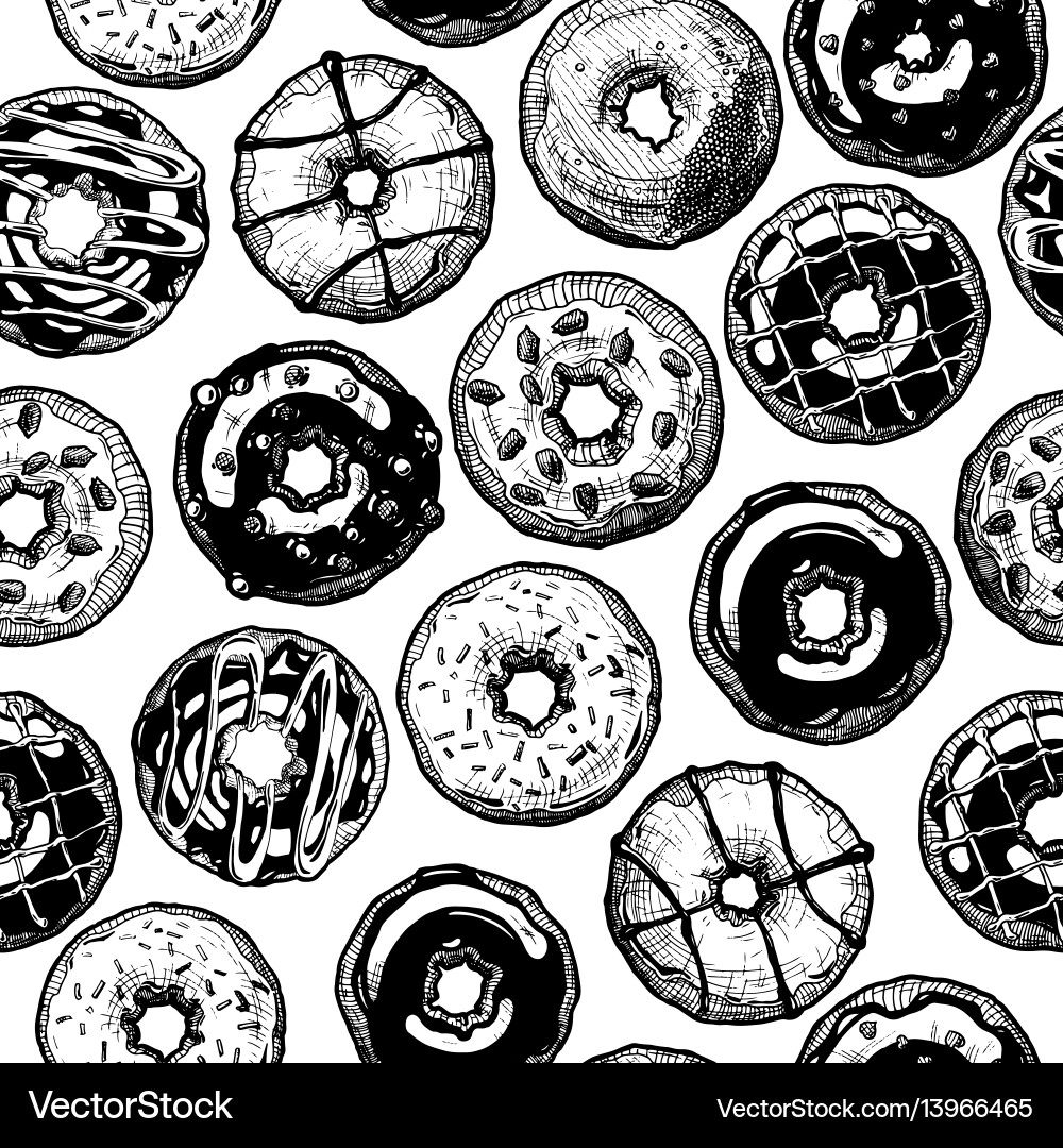 Pattern with donuts Royalty Free Vector Image - VectorStock