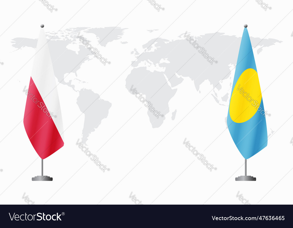 Poland and palau flags for official meeting