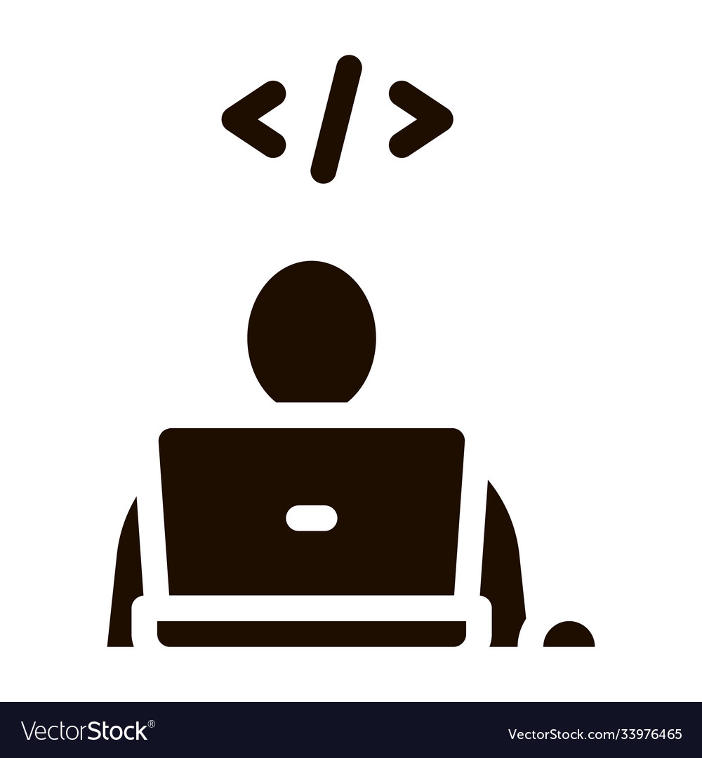 Programmer coding laptop icon vector image Programmer coding laptop icon