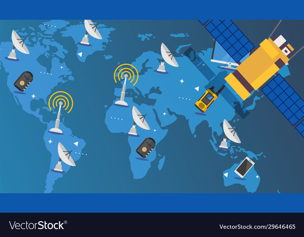 Satellite signal to antennas and electronic Vector Image