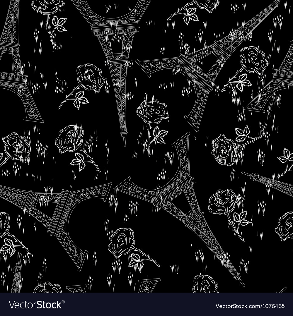 Seamless black grunge pattern with eiffel tower