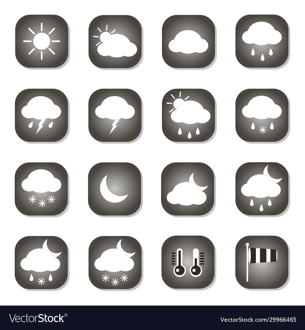 Set 16 weather icons isolated