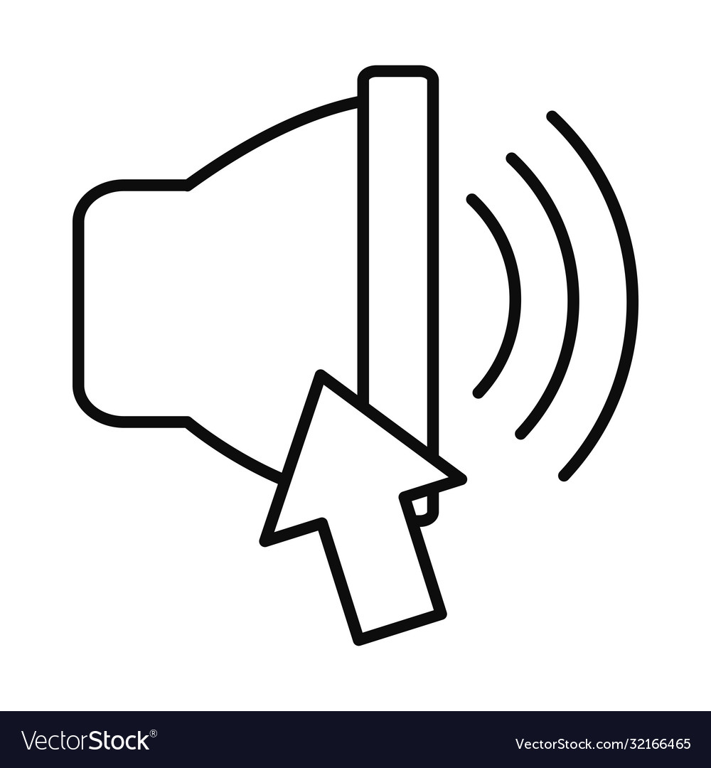 Sound speaker and arrow cursor icon line style