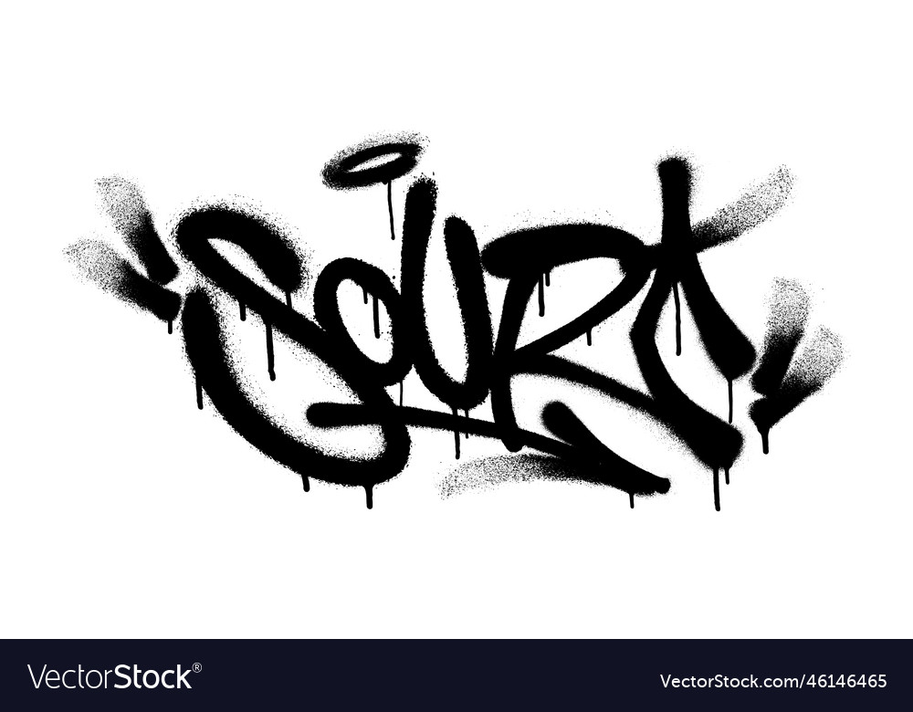 Sprayed sour font graffiti with overspray in black