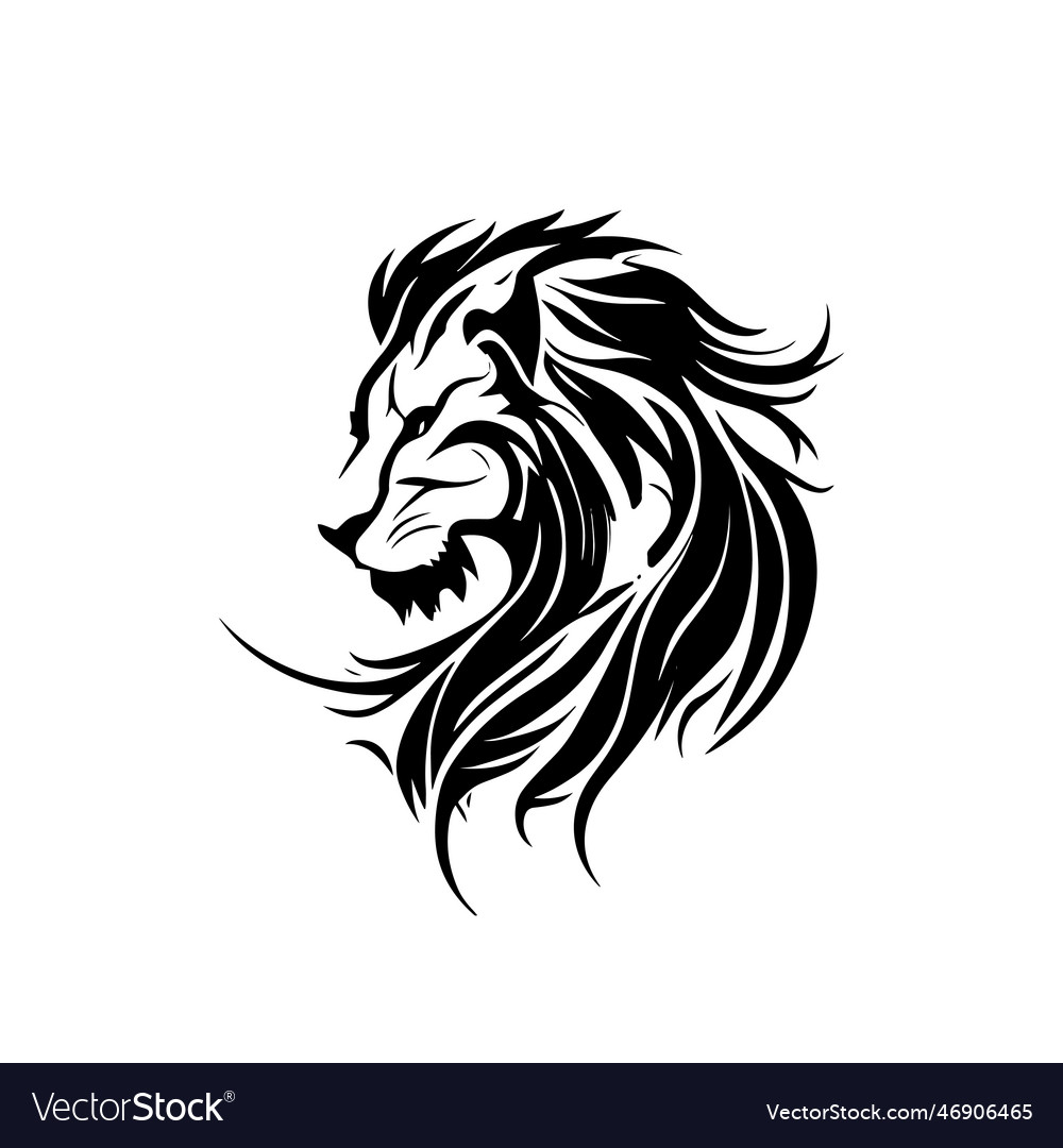 Stylish black lion logo on a white background