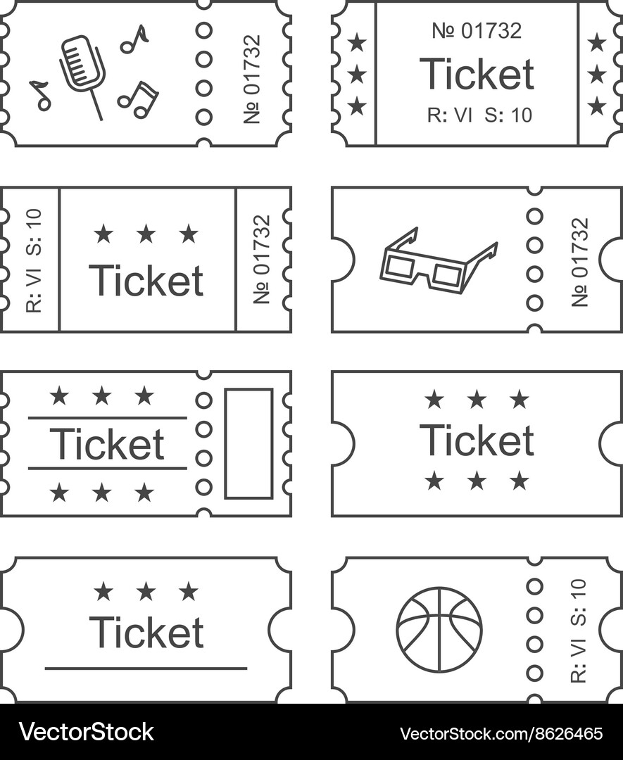 Ticket set icon Royalty Free Vector Image - VectorStock