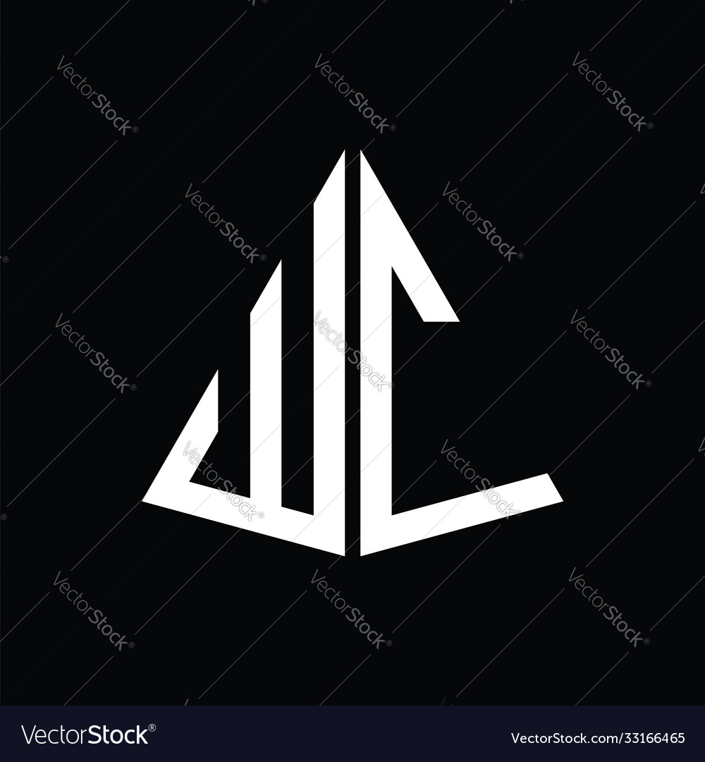 W c white triangle initials with a black