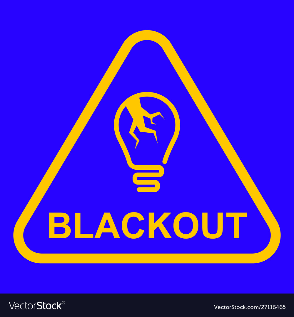 Yellow blackout sign on a blue background Vector Image