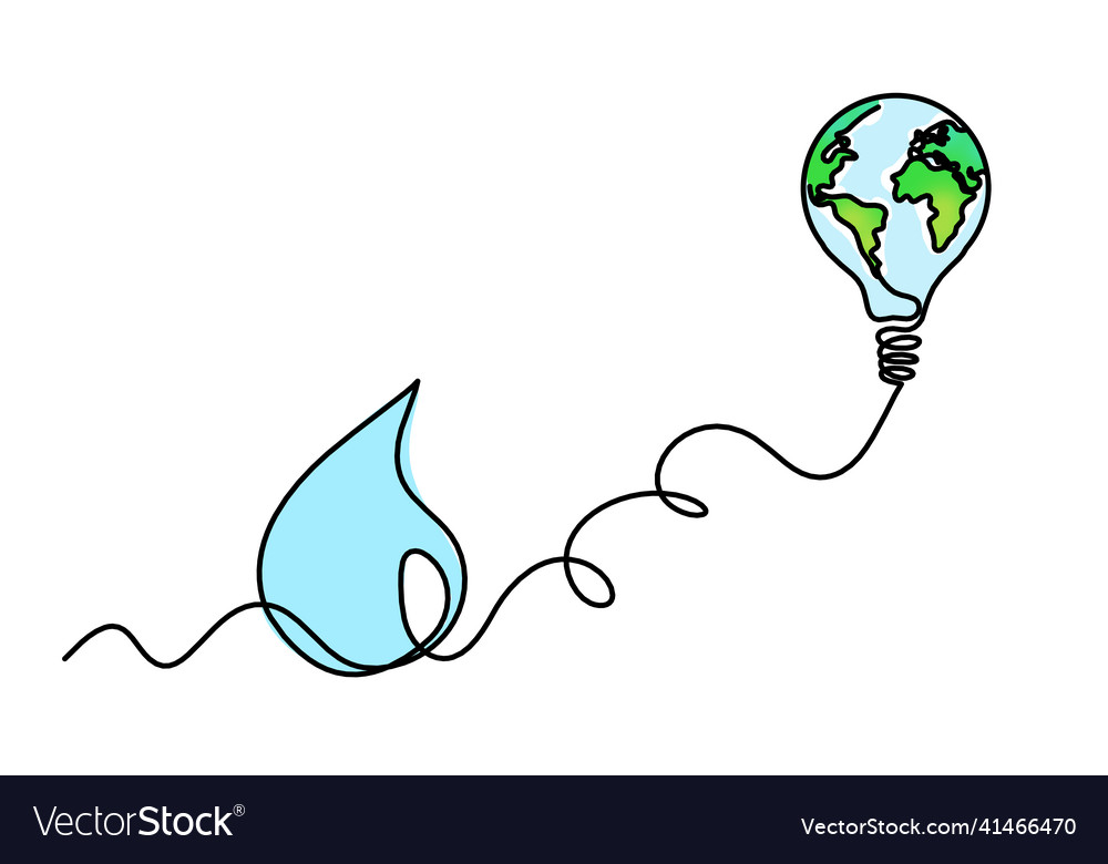 Abstract color drop with globe and lightbulb vector image Abstract color drop with globe and lightbulb