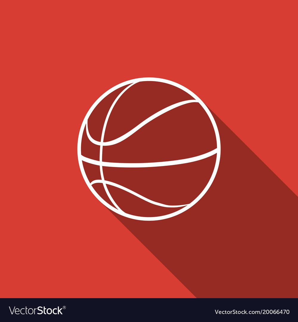 Basketball ball icon isolated with long shadow