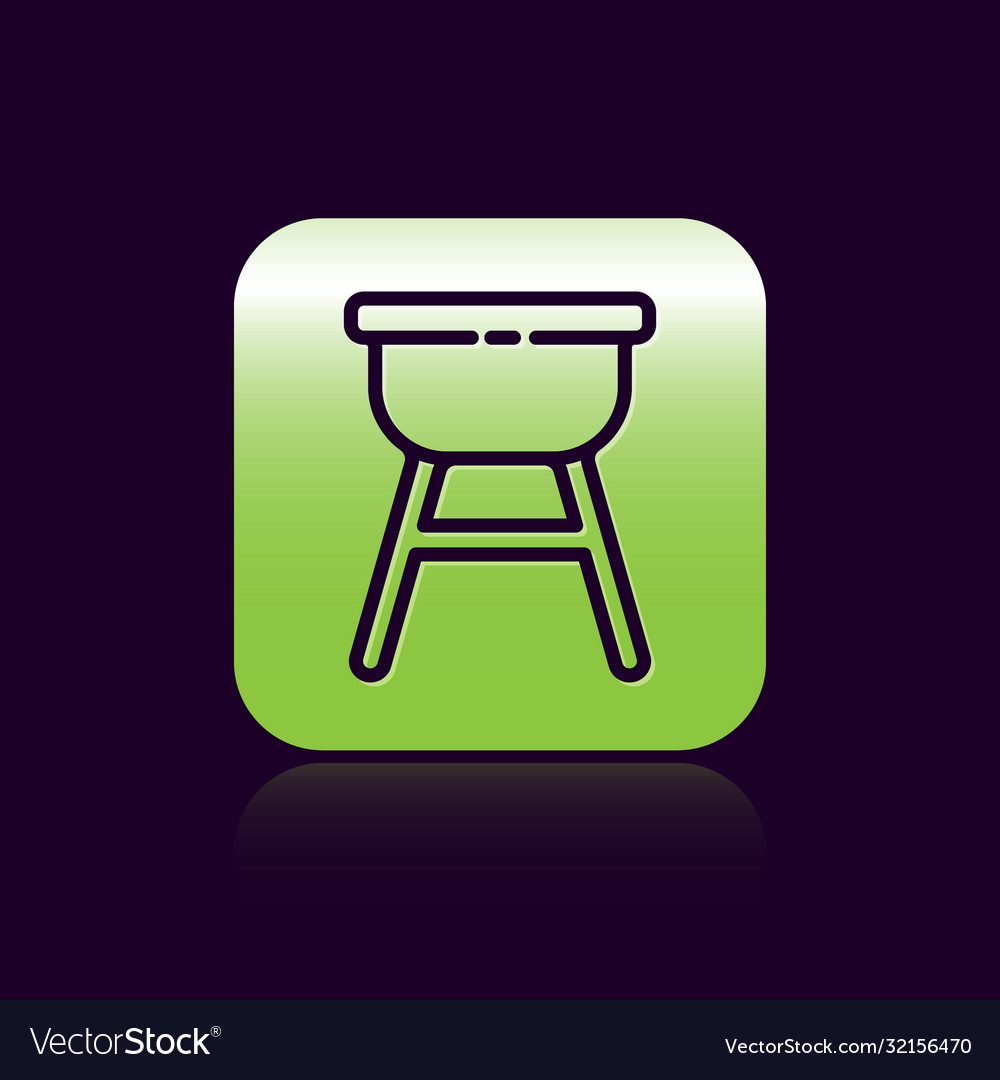 Black line barbecue grill icon isolated on