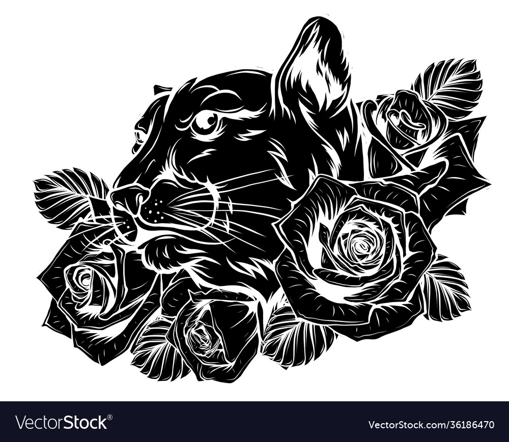 Black silhouette of panther Royalty Free Vector Image