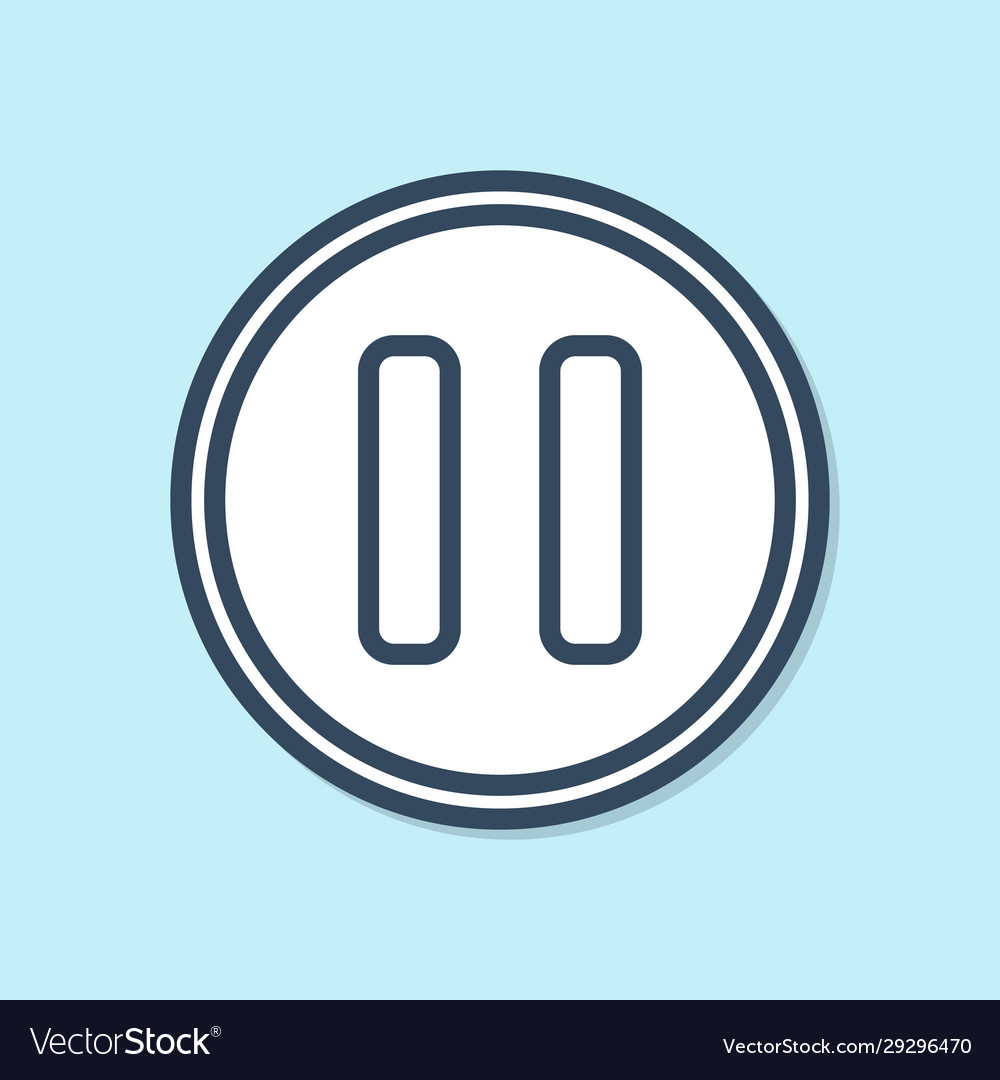 Blue line pause button icon isolated on Vector Image Blue line pause button icon isolated on