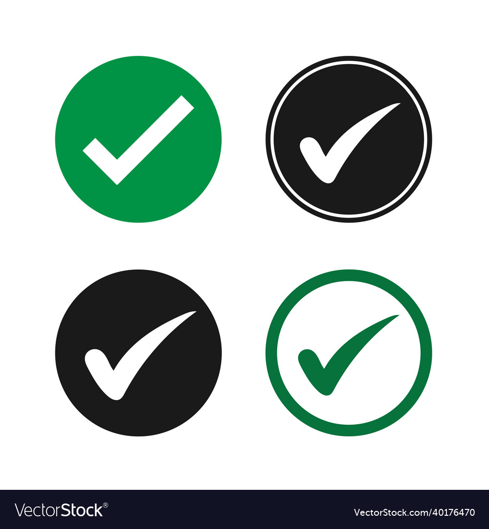 Check mark icon set checked right click vector image Check mark icon set checked right click