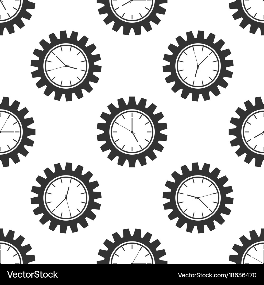 Clock gear seamless pattern on white background Vector Image