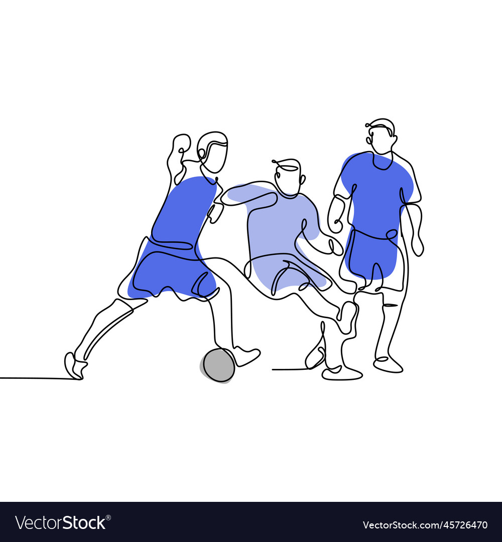 Continuous line drawing of running soccer