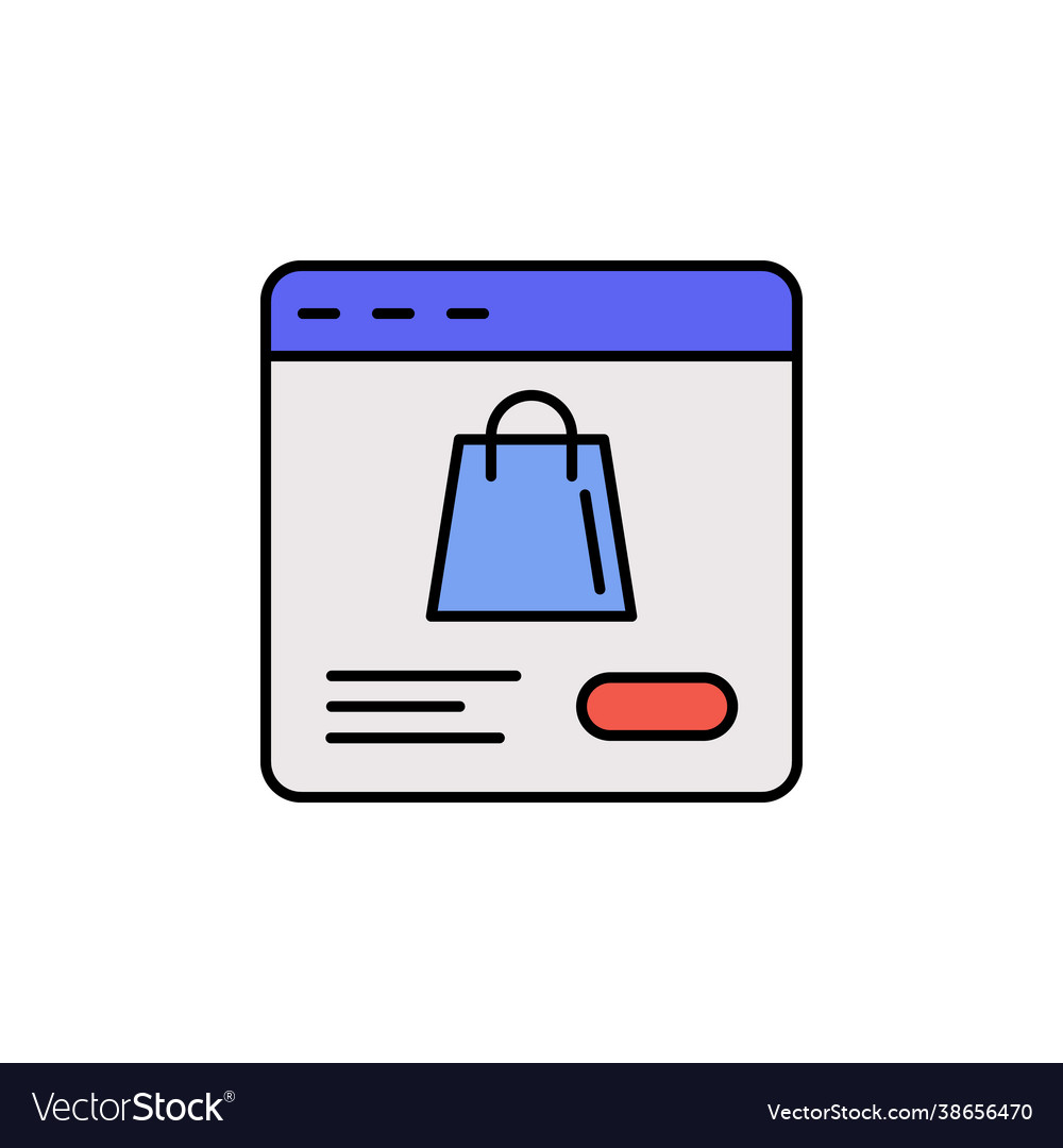 E-commerce web site page package button color vector image E-commerce web site page package button color