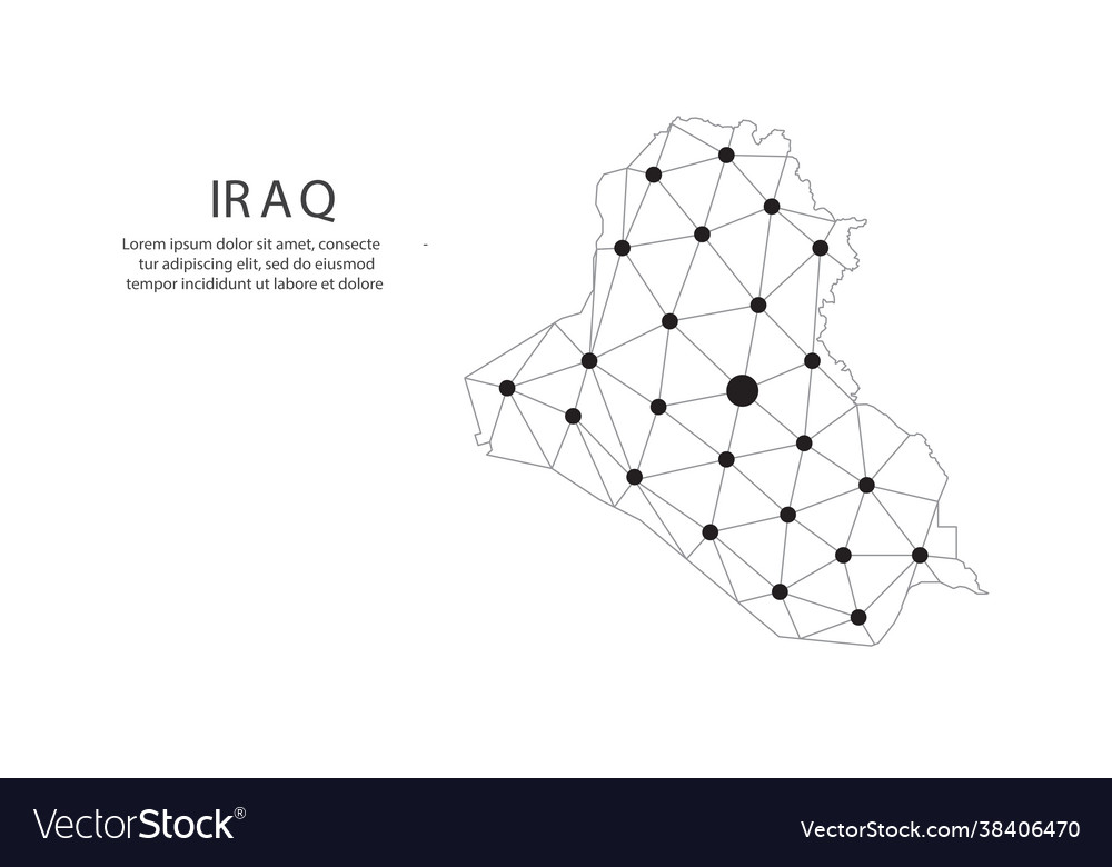 Iraq communication network map image a low vector image Iraq communication network map image a low