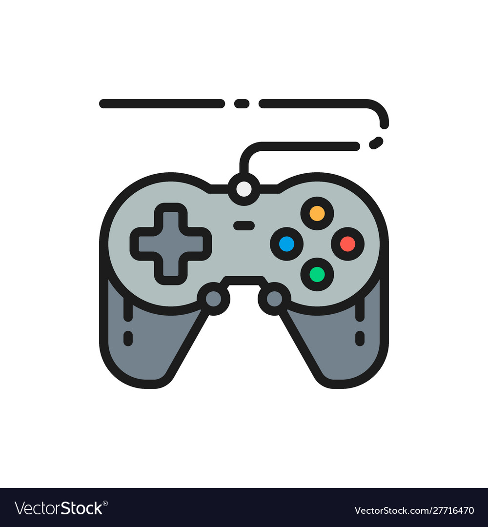 Joystick gamepad gaming device flat color line vector image Joystick gamepad gaming device flat color line