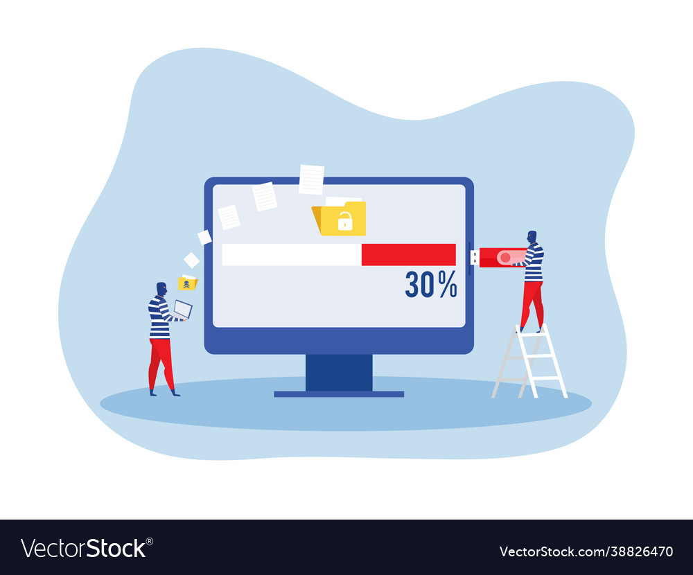Man unlock data with hacker steal vector image Man unlock data with hacker steal