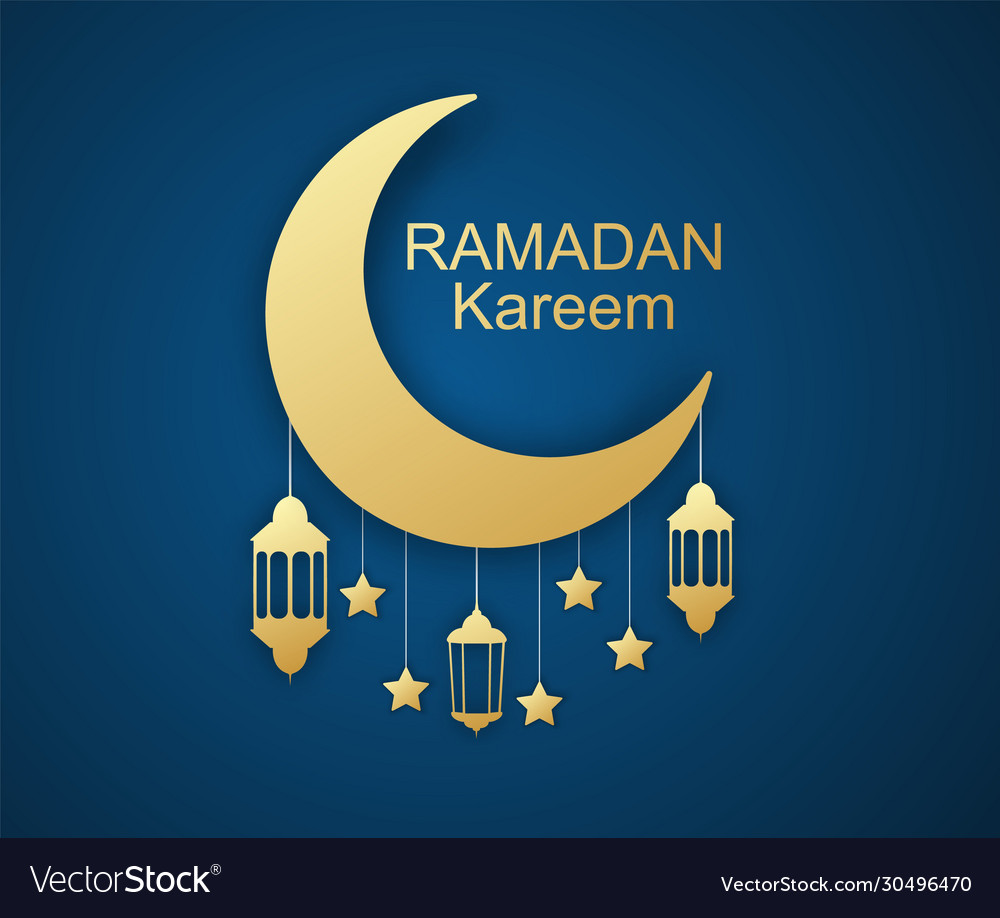 Ramadan kareem design with 3d paper cut Royalty Free Vector