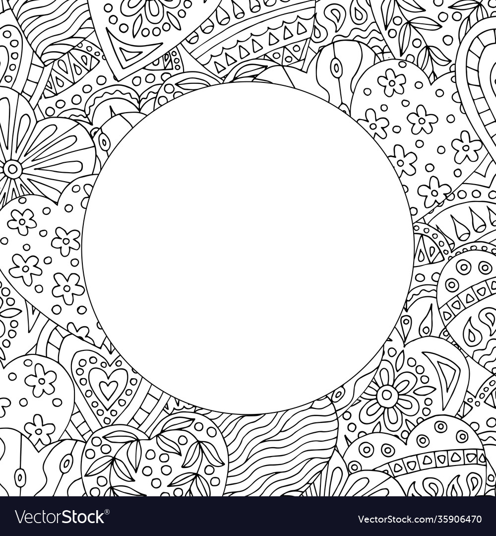 Round frame with abstract pattern hand-drawn vector image Round frame with abstract pattern hand-drawn