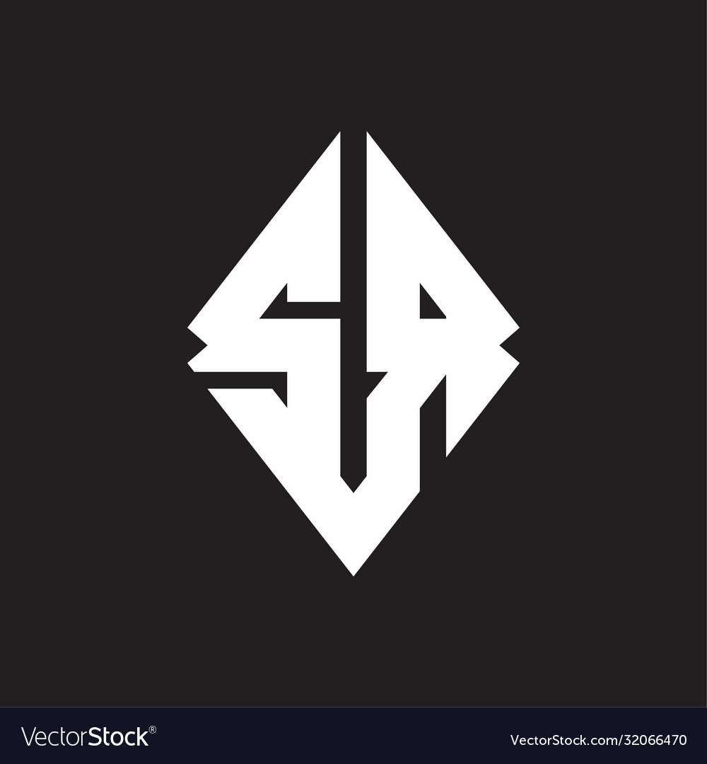 Sr logo monogram with sharp square design template