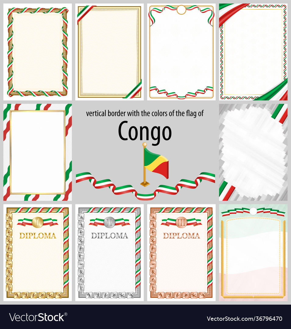 Vertical frame and border with congo flag Vector Image Vertical frame and border with congo flag
