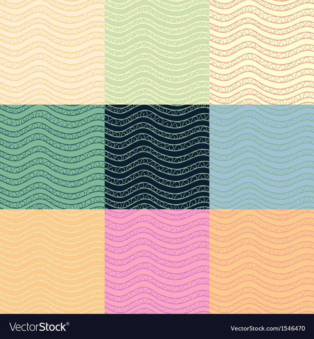 Wavy lines seamless pattern set