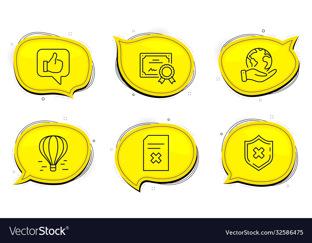 Air balloon like and delete file icons set vector image Air balloon like and delete file icons set