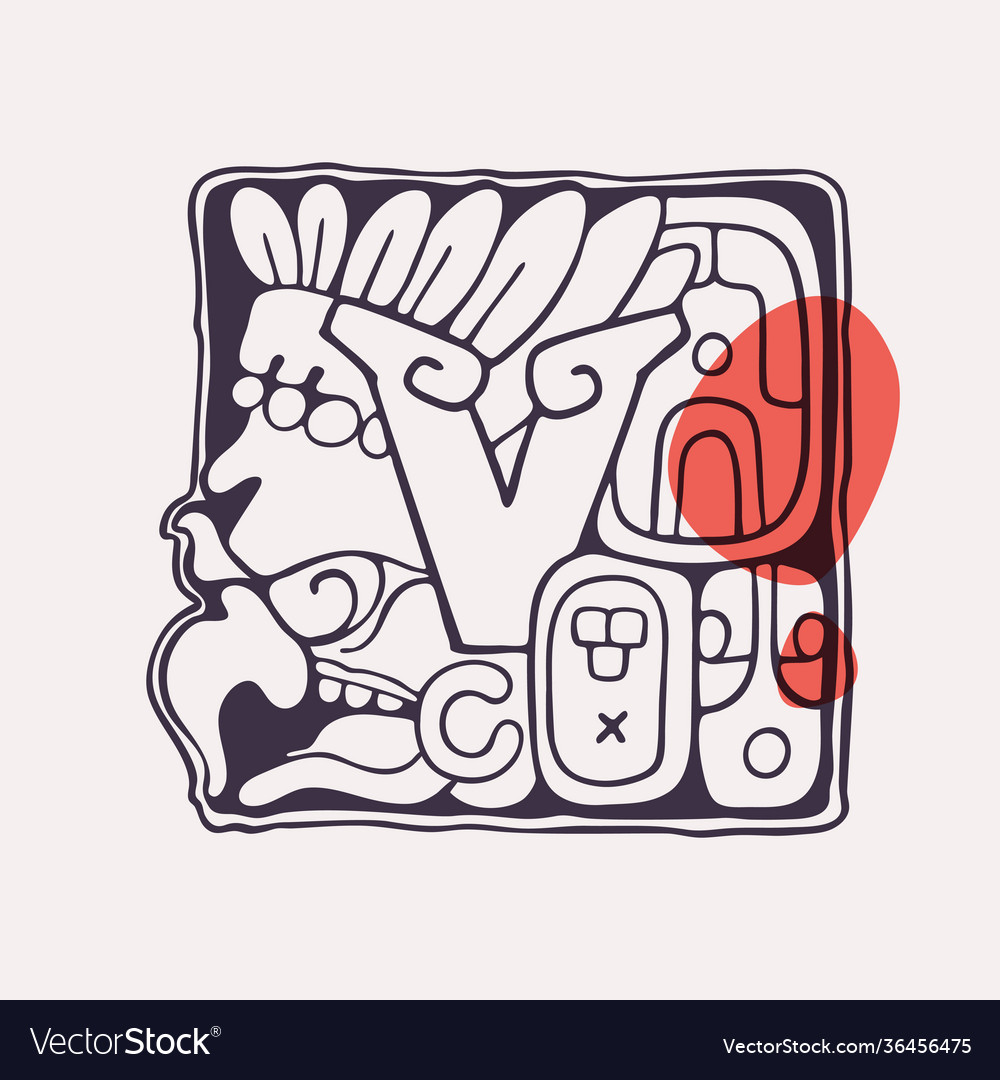 Aztec style letter v initial