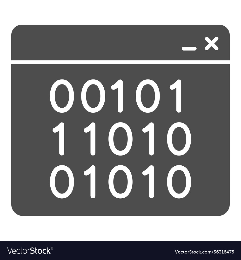 Binary code on web page solid icon security vector image Binary code on web page solid icon security