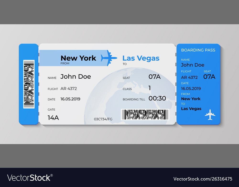 Download Boarding ticket airplane flight pass mockup Vector Image