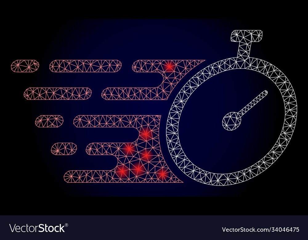 Bright polygonal network time tracker with glare vector image Bright polygonal network time tracker with glare