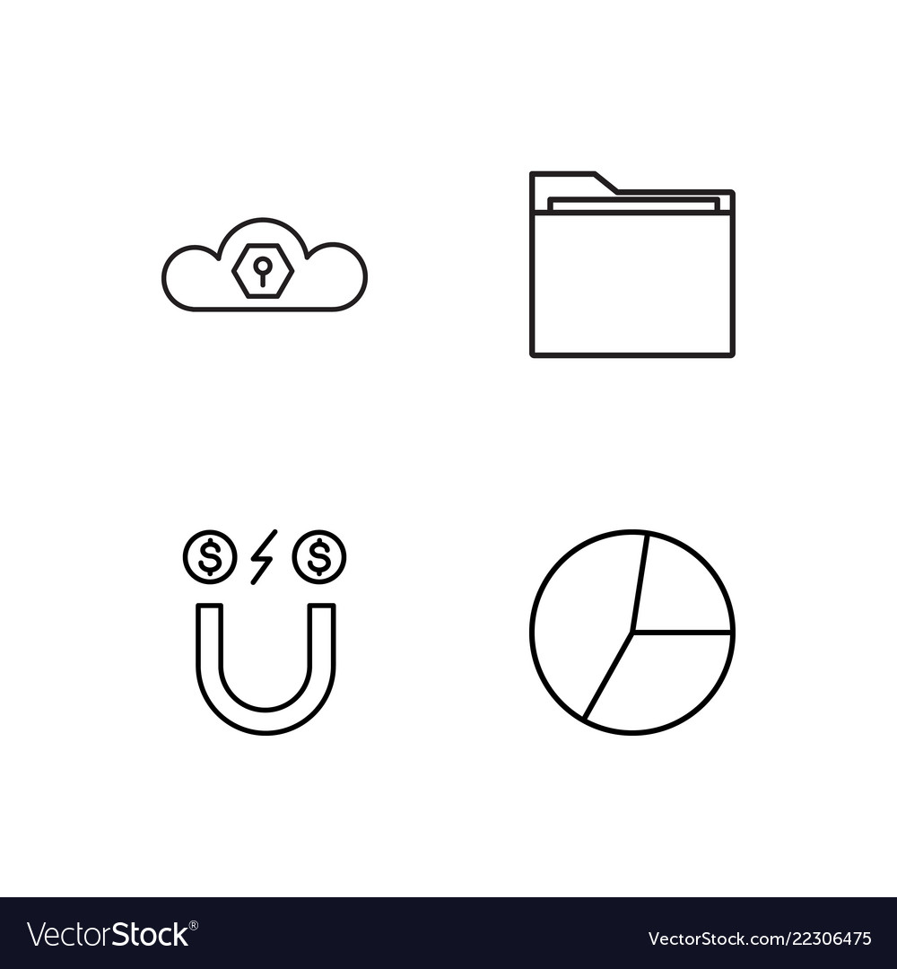 Business simple outlined icons set