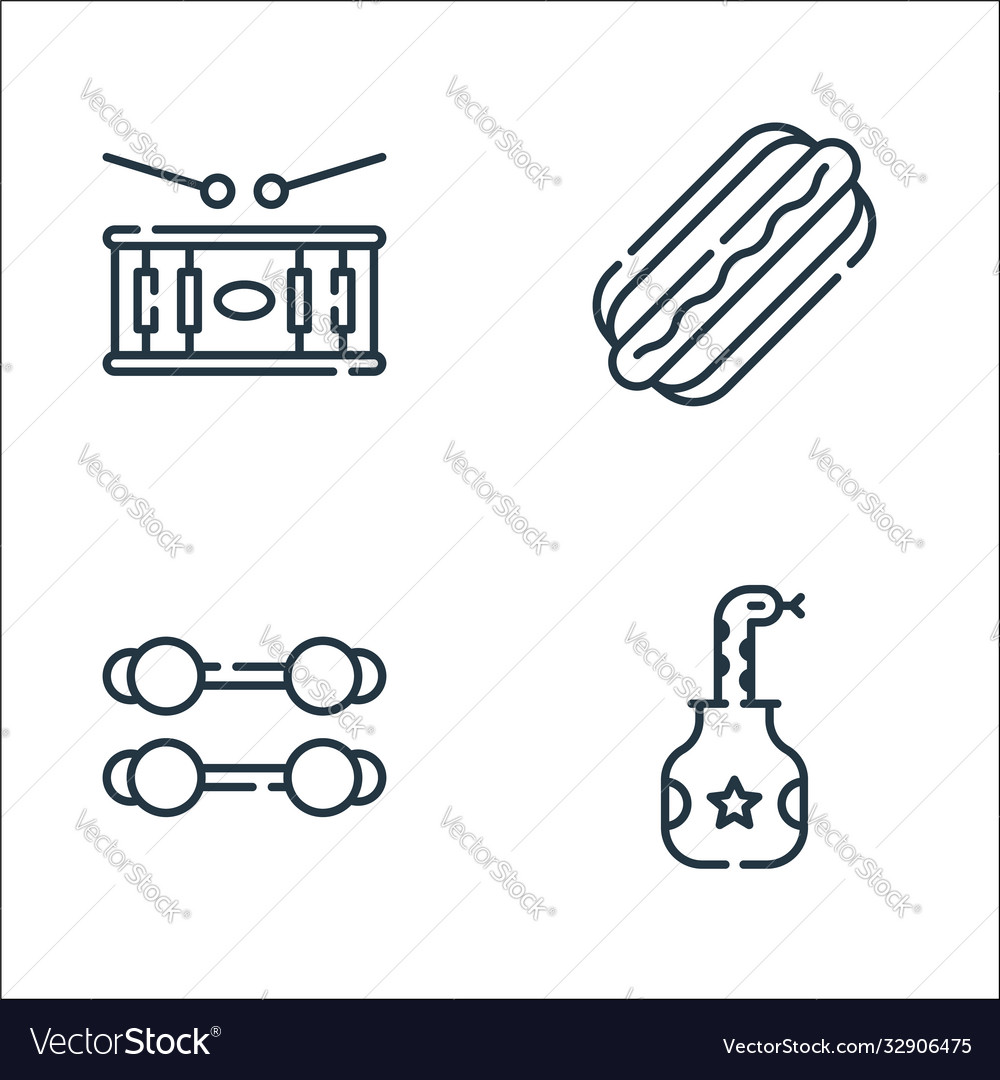 Circus line icons linear set quality