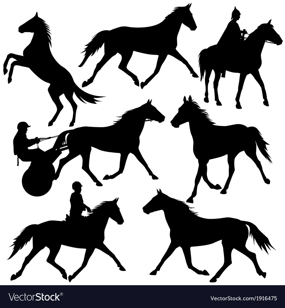 Horse and Jockey Silhouette Set